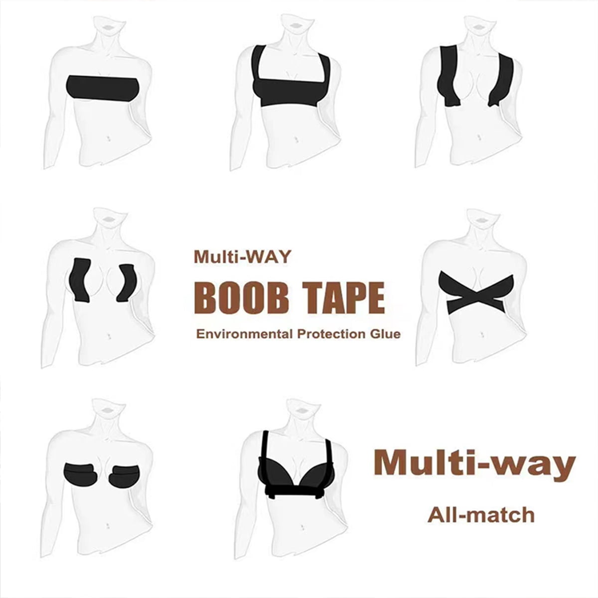 Boob Tape, Extra-Long Roll Boobytape, Bob Tape for Large Breast, Waterproof Kinesiology Recovery Tapes