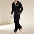 thumbnail image 4 of Iaqnaocc Pajama Set for Men Cozy Soft Casual 2 Piece Set Long Sleeve Top and Pants Lightweight Loungewear Black S, 4 of 6