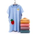 thumbnail image 4 of Home Gifts Matoen Coral Velvet Adult Wearable Bath Towel, Female Hooded Cloak, Bathrobe, Soft and Absorbent Household Bath Towel, Bath Towel 33.5x45.3inch, Blue, 4 of 6