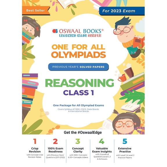 Oswaal One For All Olympiad Previous Years' Solved Papers, Class-1 Reasoning Book (For 2023 Exam), (Paperback)
