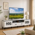 thumbnail image 2 of Farmhouse Entertainment Center with 2 Drawers& 2 Doors, TV Stand for TVs up to 80 Inch for Living Room,White, 2 of 8
