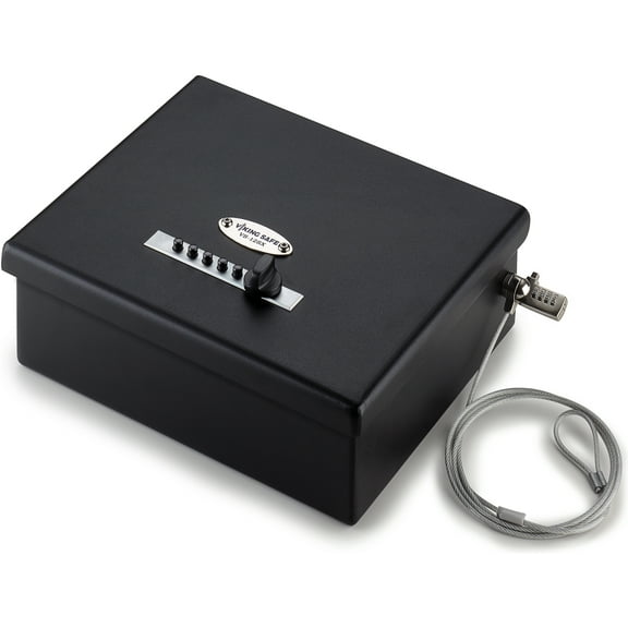 Viking Security Safe VS-12LSX Mechanical Safe Simplex Lock Two Gun Safe 2 Handgun Capacity Pistol Safe with Security Cable Lock