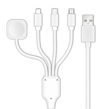 4 in 1 Watch Charger Cable Multi USB Charging Portable Magnetic Cord Compatible with Apple Watch Series Se 8 7 6 5 4 3 2 1, iPhone, Galaxy, Pixel, An