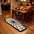 thumbnail image 4 of Kuokaa Halloween Coffin-Shaped Rug with Spiderweb Pattern and Soft Polyester Surface, Gothic Floor Mat bringing Dark Seasonal Style beside Bed Entryway Bathroom Vanity or Living Room (White), 4 of 7