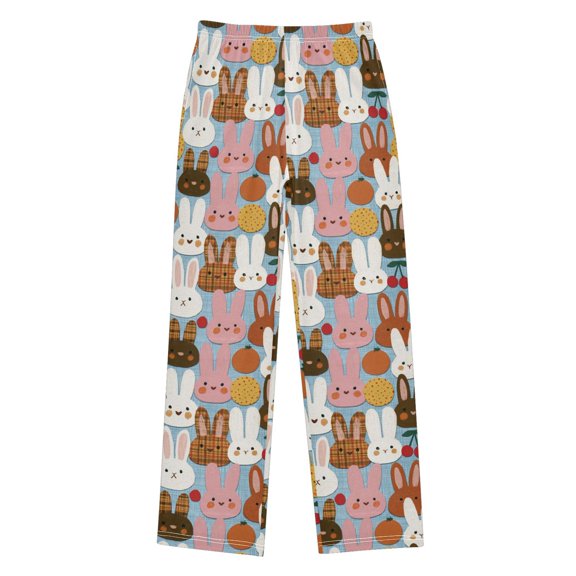Boys Long Pajama Pants Soft Sleepwear Kids Lounge PJ Bottoms with Side Pockets for Home Colorful Little Rabbit Small