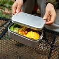 thumbnail image 3 of Camping Lunch Box, Portable Aluminum Food Container With Foldable Handle For Outdoor Cooking, 6.5 X 3.9 X 2.6", 3 of 8