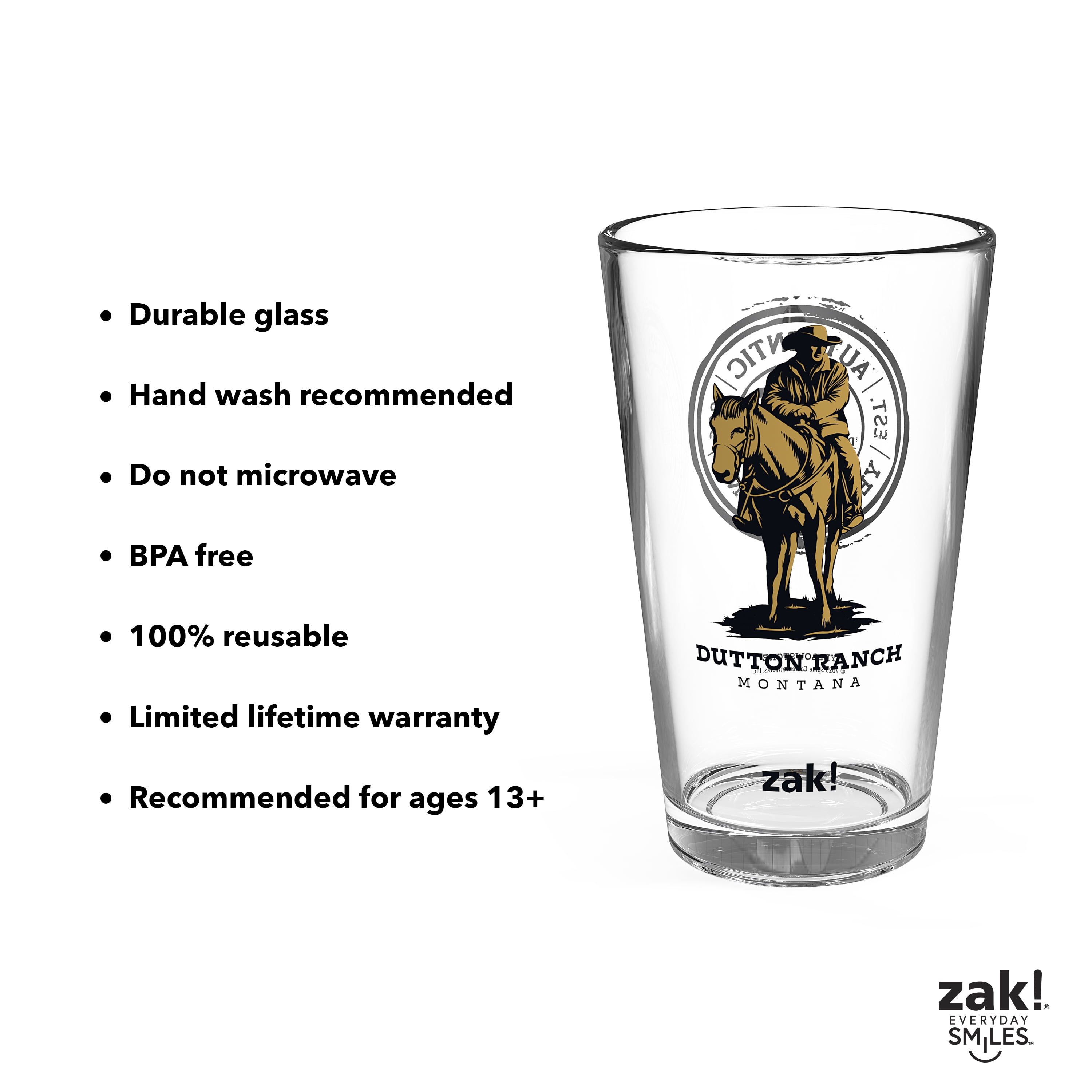 Zak Designs Yellowstone 16oz Pint Glass