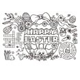 thumbnail image 2 of Easter Bunnies Eggs Chick Basket Kids Paper Placemats Holiday Decoration Supplies Disposable Doodle Paper Table Mats, 2 of 5