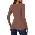 thumbnail image 6 of Scyoekwg Womens Long Sleeve Tops Crew Neck Slim Thermal Blouses Dressy Casual Blouses Trendy Solid Color Fall Tops Lightweight Pullover (Brown,M), 6 of 8