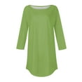 thumbnail image 6 of Women's Fashion Casual Top, Solid Color Round Neck Three Quarter Sleeve T-Shirt, Simple and Comfortable Blouse for Everyday Relaxed Outfits Green XXXXL, 6 of 6