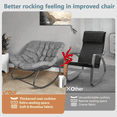 thumbnail image 6 of Outdoor Rocking Chair,Extra Large Comfortable Outdoor Patio Rattan Rocking Chair for Outdoors, Indoors, Bedroom, Lounge, Patio, Lawn with Straps Extra Large Comfortable Cushions (Grey), 6 of 7