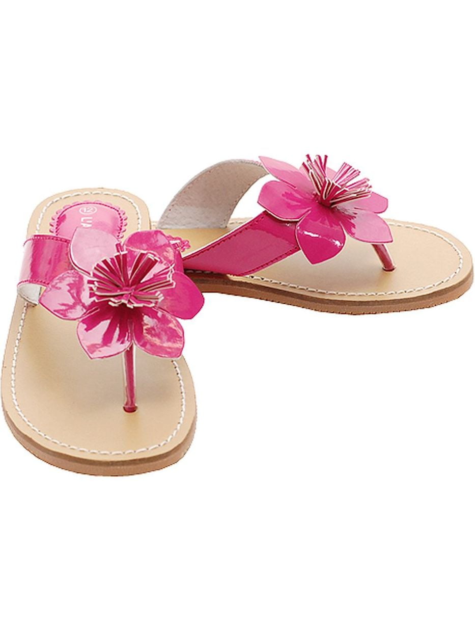 IM Link Fuchsia Flower Flip Flops Spring Sandals Shoes Toddler Little