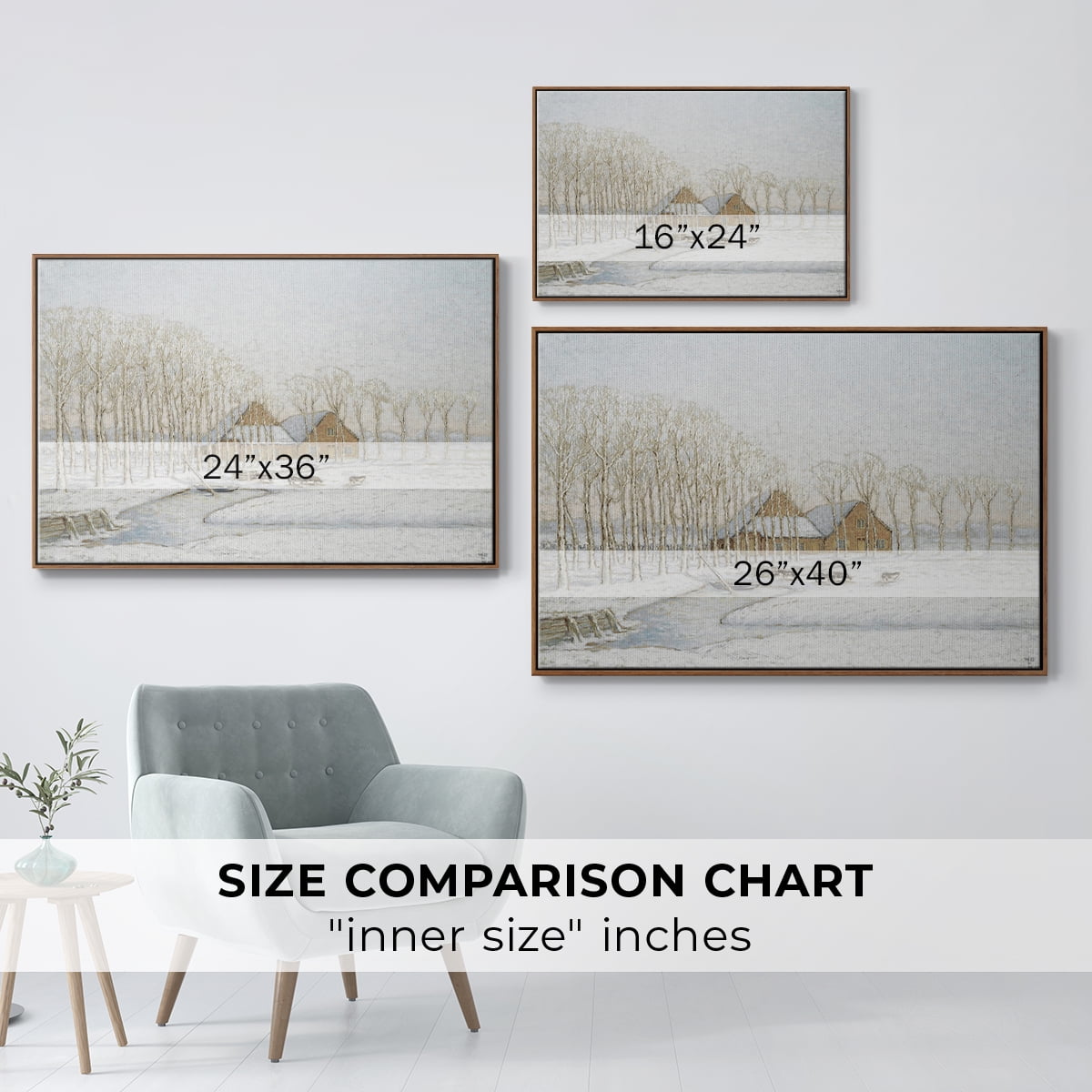 Vintage Landscape-CCLXXVII By Wexford Home Framed in Walnut Wood Gallery Wrapped Canvas 17 in. x 25 in.