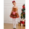 thumbnail image 2 of TiaoBug Girls Christmas Gingerbread Cookie Dress-up Velvet X Back Tutu Dance Dress Brown 8, 2 of 6