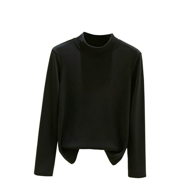 HAiming Womens Base Layer Tops Long Sleeve Crew Neck Warm Fall Winter Trendy Clothes Solid Solor Thick Blouse