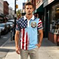 thumbnail image 7 of GrmtClth Mens American Flag US 250th Anniversary Polo Shirt Short Sleeve Patriotic Casual Golf Top Light Blue 3XL, 7 of 7