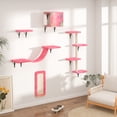 thumbnail image 5 of Coziwow 5 Pcs Wall Mounted Cat Tree Set W/ Cat Perch, Scratching Post, Cat Bridge, Cat Tree and Cat Hammock, Pink, 5 of 7
