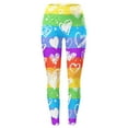 thumbnail image 5 of Bibifish Women's Yoga Pants Striped Color Block Rainbow Heart Print Elastic Waist Yoga Pants Breathable Gym Session Playful Leggings, 5 of 5