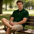 thumbnail image 7 of Yifymode Polo Shirts for Men Dry Fit Golf Polos Pleated Short Sleeve Button Up Shirt Plus Size Summer Cotton Athletic Tshirts,Dark Green M, 7 of 7