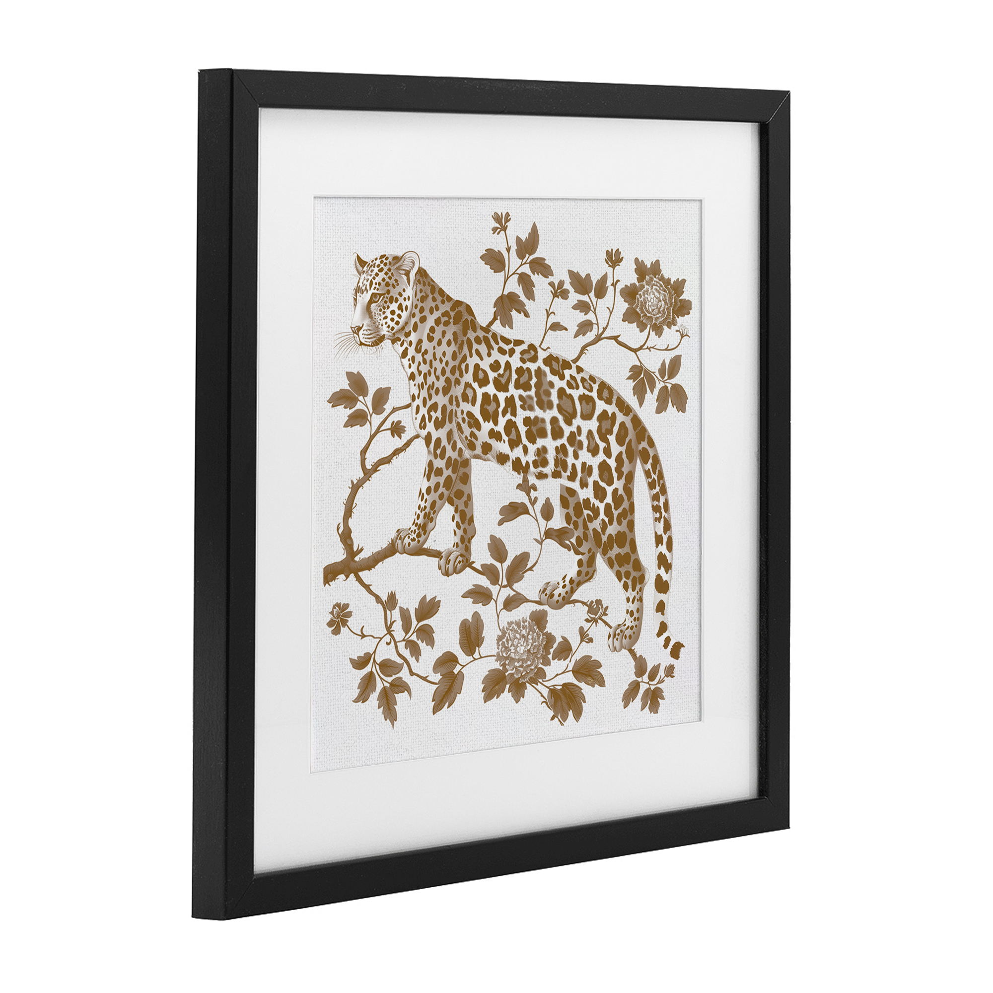 Earthy Details Vintage Leopard Black Framed Print Under Glass, design by Lettered and Lined