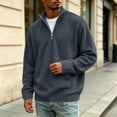 thumbnail image 7 of Bosfbaoi Half Zip Sweaters for Men Stand Collar Ribbed Knit Pullover With Kangaroo Pocket Casual Long Sleeve Sweatshirt, 7 of 7