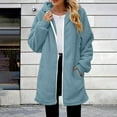 thumbnail image 3 of Womens Fuzzy Fleece Jacket Sherpa Full Zip Up Hooded Long Coats Casual Loose Winter Warm Outerwear, 3 of 4