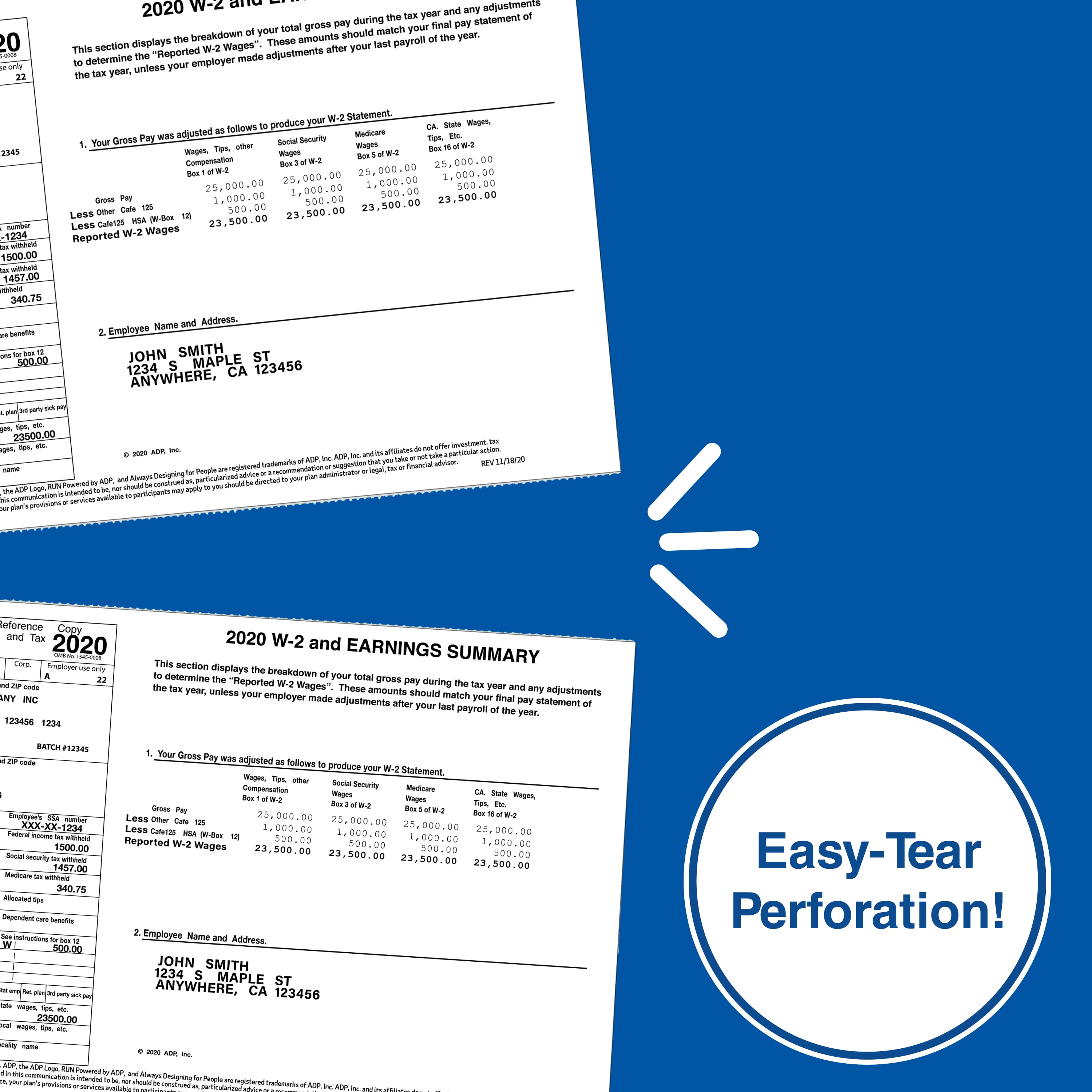 PrintWorks Professional Half Sheet Perforated Paper 8.5” x 11” - Perfect For W-2, 1099, & Statement Use - Made in the USA - 2500 Sheets - 20 lb -  Printer Compatible - White (04116C)