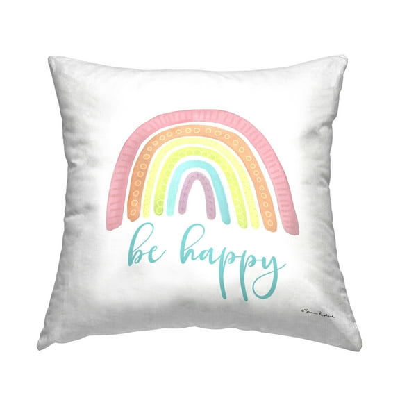 Stupell Industries Be Happy with Rainbow Decorative Printed Throw Pillow Design by Sharon Kuplack