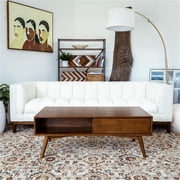 Nola Mid-Century Rectangular Solid Wood Coffee Table in Walnut