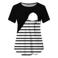 thumbnail image 5 of BRGZLK Maternity Nursing Tshirt for Womens Trendy Short Sleeve Stripe Patchwork Breastfeeding Tops Pregnant Breathable Comfortable Tees Black XL, 5 of 8