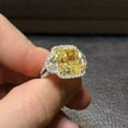 thumbnail image 2 of 3Ct Radiant Cut Lab Created Yellow Citrine Halo Engagement Ring 14K White Gold Plated Women's Ring For Her, 2 of 4