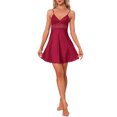 thumbnail image 2 of INSPIRE CHIC Womens Satin Nightgown Sheer Lace Backless Sexy Cheimise Spaghetti Lace Trim Lingrie Silky 2026 Sleep Dress L Wine, 2 of 6