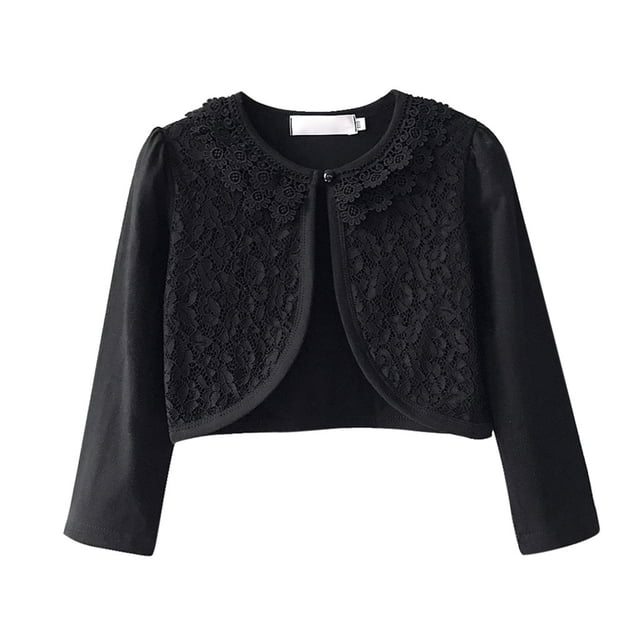 Chaqueta de manga larga Honeeladyy para bebés y niñas, abrigo de otoño e invierno con cuello chal y manga larga de encaje de color liso a la moda para niñas pequeñas.