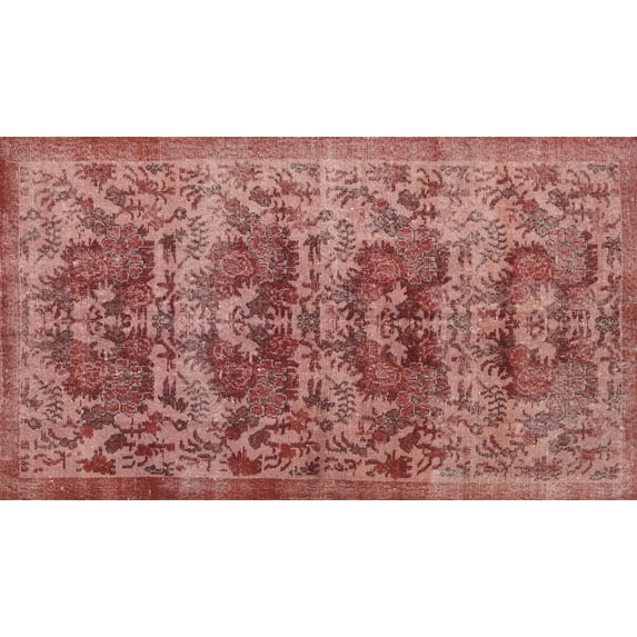Ahgly Company Machine Washable Indoor Rectangle Traditional Salmon Pink Area Rugs, 2' x 4'