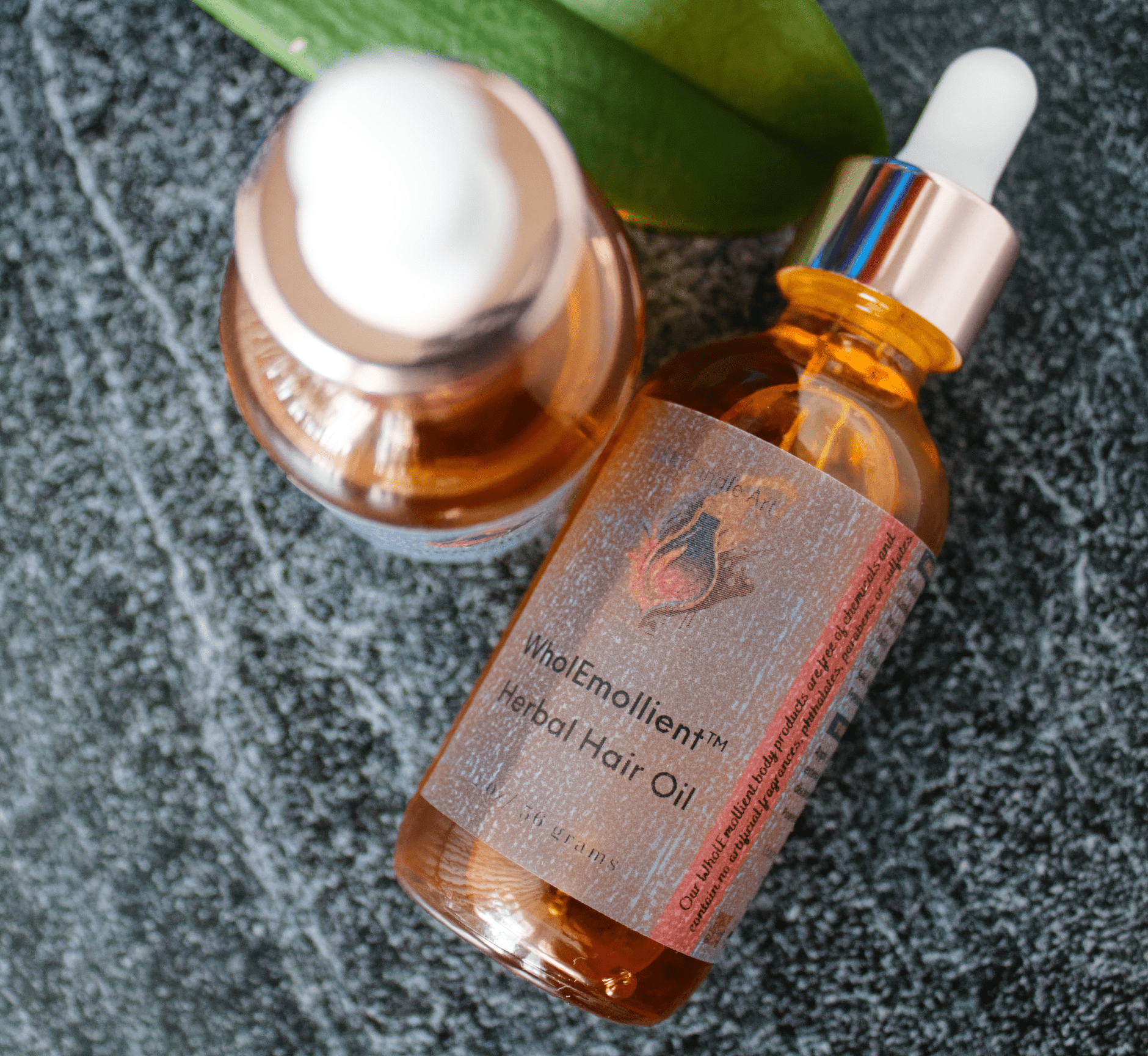 WholEmollient Herb Infused Hair Oil 2 oz. Botanical Blend with Shea