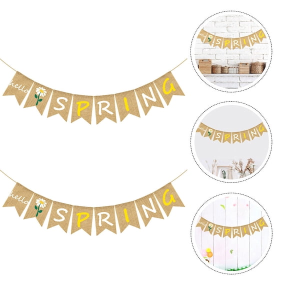 ETEREAUTY Party Wall Decoration Banner Set with Hello Spring Lettering in Assorted Colors for Festive and Seasonal Backdrops