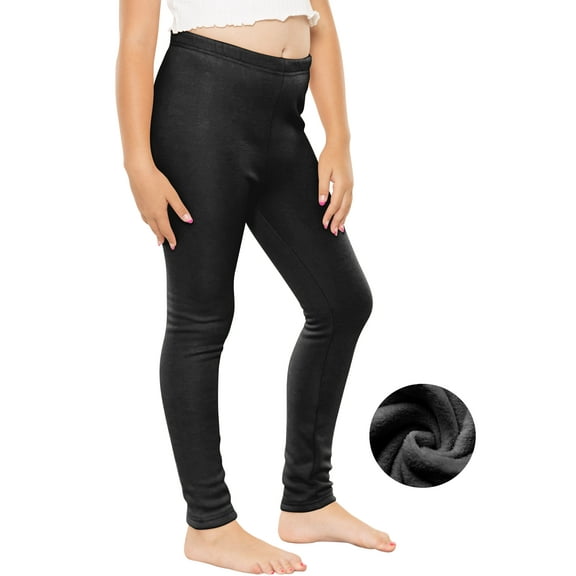 Stretch Is Comfort Girl's Plush Minky Fleece Lined Thermal Warm Leggings | Child Size 4-16