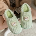 thumbnail image 2 of Women House Slippers Non-Slip Flat Heel Closed Toe Slip-on Slides Winter Casual Home Indoor Outdoor Plus Velvet Warm Slippers for Women Green 6.5, 2 of 5