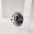 thumbnail image 3 of Natural Snowflake Obsidian Ring, Snowflake Obsidian Ring, Birthstone, Designer Band, 925 Sterling Silver, Womens Ring, Christmas, Thanksgiving, Handmade, Statement Jewelry, Natural Gemstone Ring, 3 of 6