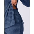 thumbnail image 5 of DARING DIVA Women's Ribbed Knit Lounge Set Pajama Sets Matching Outfits M Navy Blue, 5 of 7