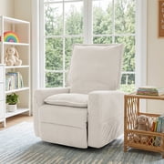 GASEE Baby Upholstered Glider Recliner Rocking Chair 360° Swivel for Nursery and Living Room – Corduroy Beige