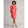 thumbnail image 3 of Zaccai Women's Coral Satin Abstract Wrap Dress, 3 of 5