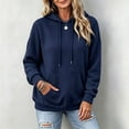 thumbnail image 3 of Sheghy Cute Hoodies All Cotton Fashion Women's Casual Long Sleeve Round Neck Ladies Sweatshirts Tops Blouse Plain Hoodie Navy XL, 3 of 5