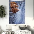 thumbnail image 4 of Africa Tapestry, Grizzly Bears Fishing in the River Waterfalls Cascade in Alaska Nature Camp View, Wall Hanging for Bedroom Living Room Dorm Decor, 60W X 80L Inches, Brown White, by Ambesonne, 4 of 5