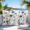 thumbnail image 3 of Throw Pillow Covers 26x26 Inch Set of 2, Blue Grey Pink Spring Floral Waterproof Outdoor Pillow Covers, Watercolor Botanical Decorative Cushion Pillowcases for Couch, Sofa, Bed, Garden, Patio, 3 of 9