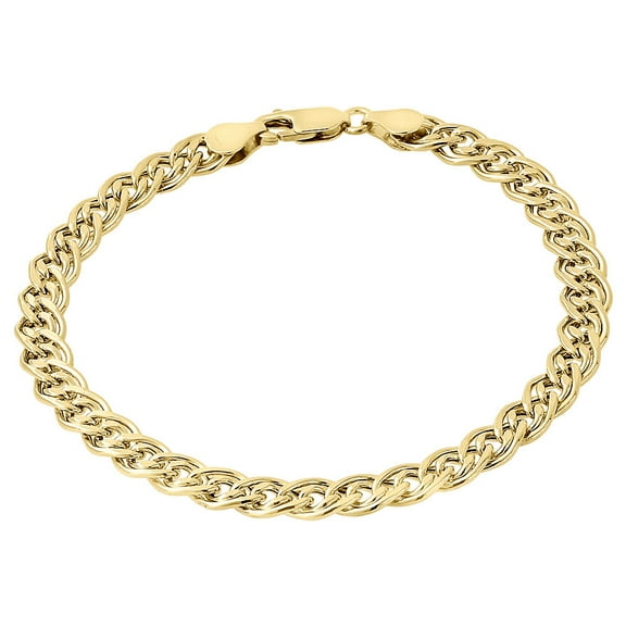 10K Yellow Gold 6MM Double Cuban Curb Handmade Bracelet Mens Italian Link 8"