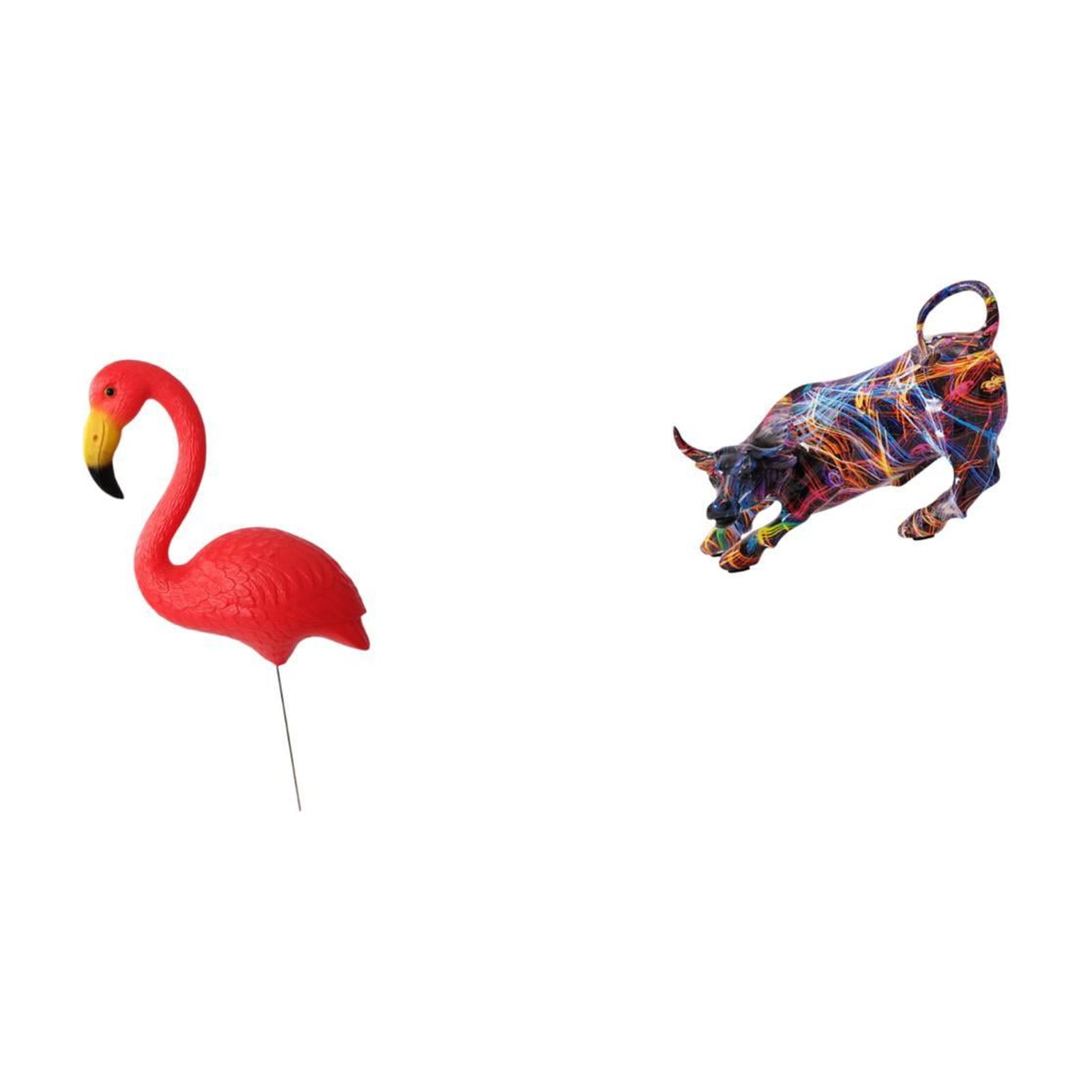 Miulika Bird Bull Statue Figurine Yard Art Ornament Modern Resin Sculpture Colorful Feng Shui Animals Collection for Holiday Spring Garden