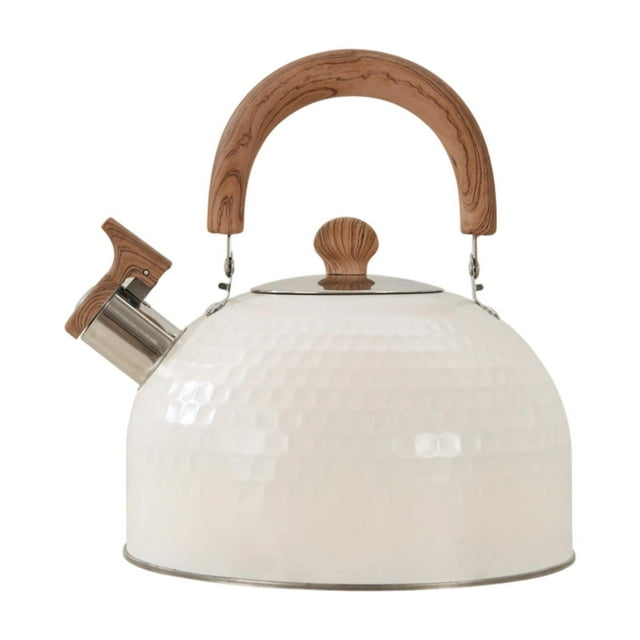 Hervidor de agua con silbato, hervidor de cocina con asa, fácil de transportar, duradero, de acero inoxidable, para dormitorio, apartamento y hogar. 25 litros