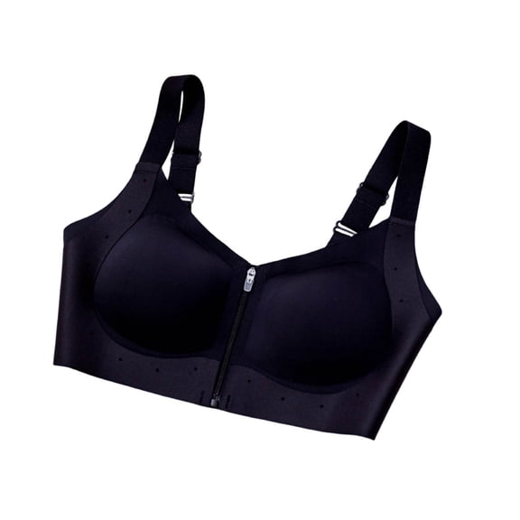 Zpanxa Wireless Bras for Women Front Zipper Push-up Seamless Breathable Adjustable Straps Everyday Bra Black 38BC