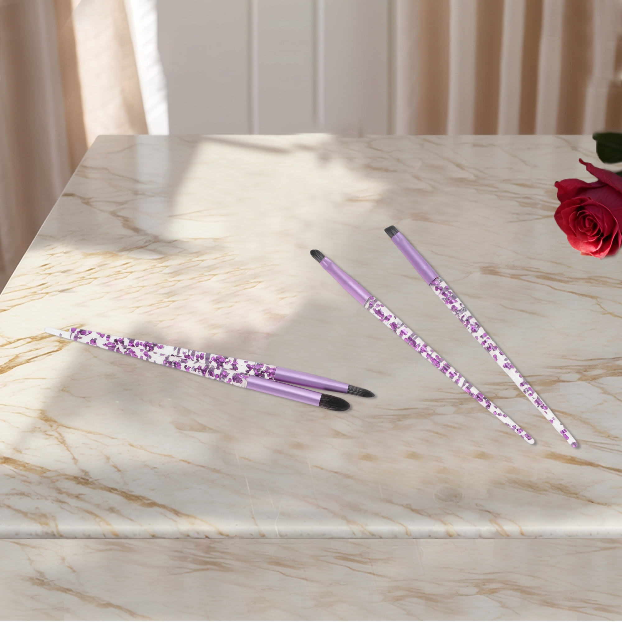 Unique Bargains Makeup Portable Eye Brush Set in Purple Color with 4 Essential Pieces